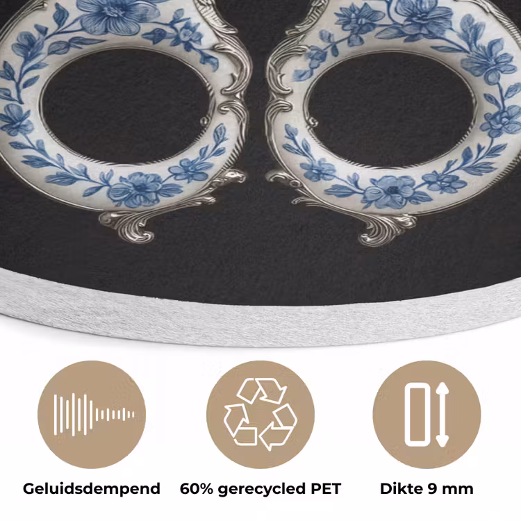 Schaar - Delfts blauw - Zwart Akoestische PET Vilt - Rond klein -closeup_NL