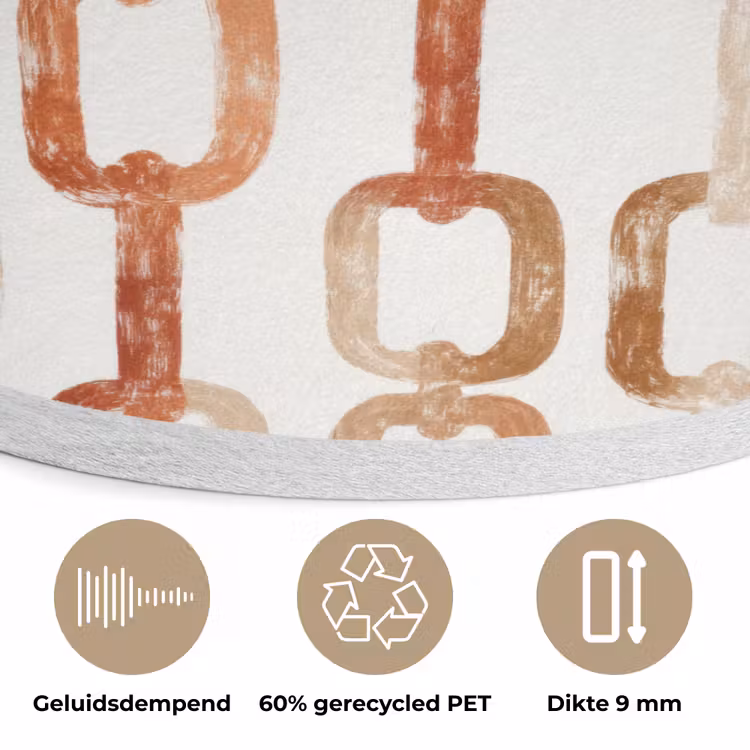 Schakels - Patroon - Aquarel - Terracotta Akoestische PET Vilt - Rond klein 838 -closeup_NL