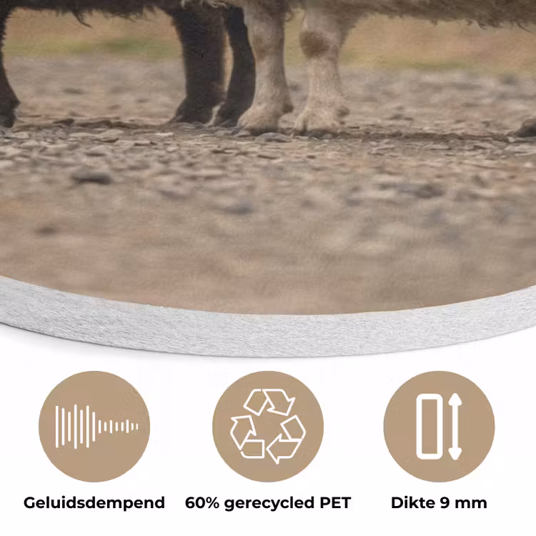 Schapen - Bruin - Wit - Grindpad Akoestische PET Vilt - Rond klein -closeup_NL