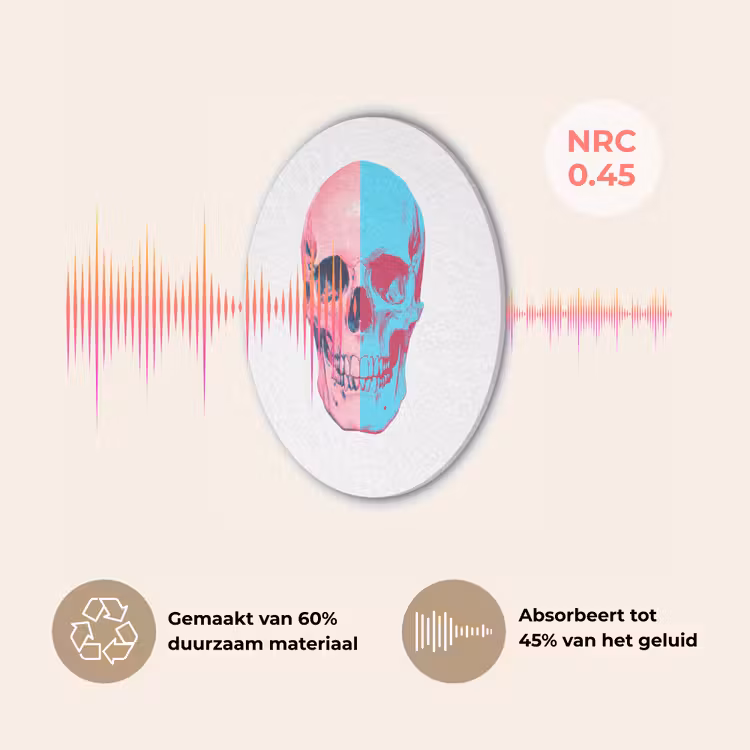 Schedel - Grafisch - Roze - Verdeeld Akoestische PET Vilt - Rond klein -USP_NL