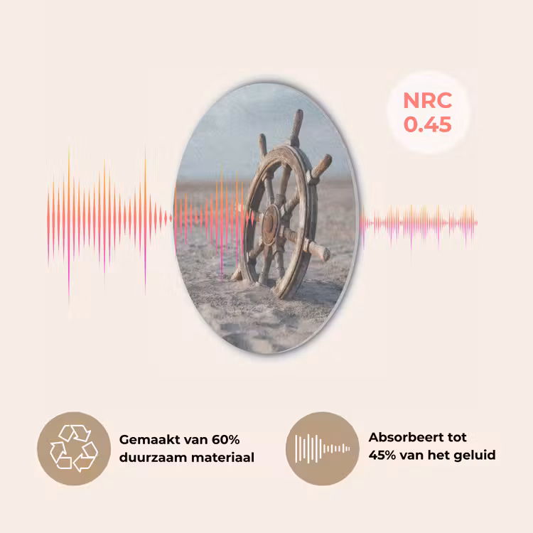 Scheepsstuur - Hout - Bruin - Zand Akoestische PET Vilt - Rond klein -USP_NL