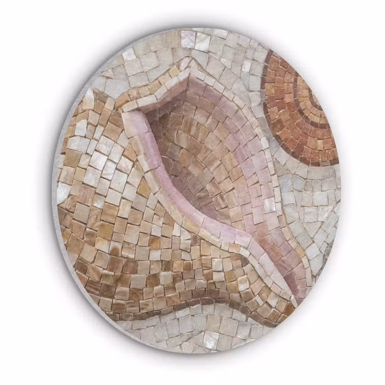 Schelp - Mozaïek - Zee - Beige - Modern Akoestische PET Vilt - Rond klein -3d