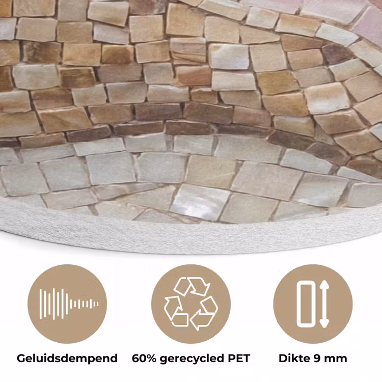 Schelp - Mozaïek - Zee - Beige - Modern Akoestische PET Vilt - Rond klein -closeup_NL