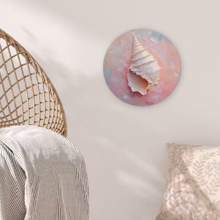 Schelp - Pastel - Pink Akoestische PET Vilt - Rond klein -sfeer4