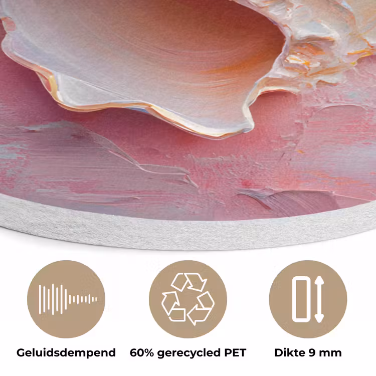 Schelp - Pastel - Pink Akoestische PET Vilt - Rond klein -closeup_NL