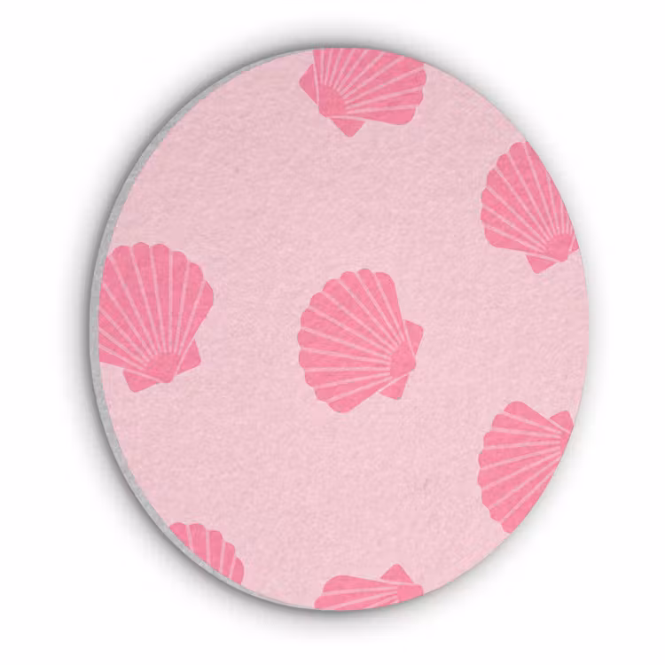 Schelp - Patroon - Zee - Modern - Roze Akoestische PET Vilt - Rond klein -3d