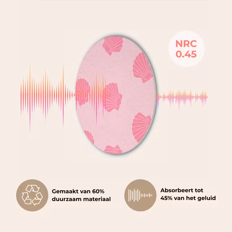 Schelp - Patroon - Zee - Modern - Roze Akoestische PET Vilt - Rond klein -USP_NL