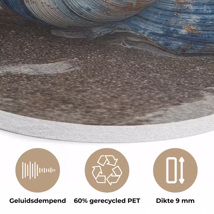 Schelp - Strand - Blauw - Zee Akoestische PET Vilt - Rond klein -closeup_NL