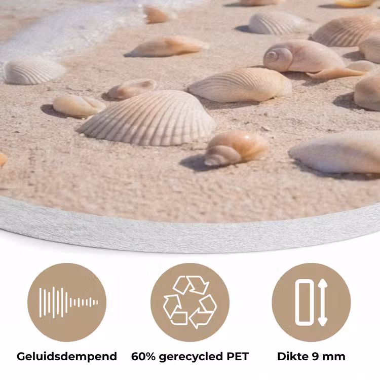 Schelpen - Strand - Natuur - Beige Akoestische PET Vilt - Rond klein -closeup_NL