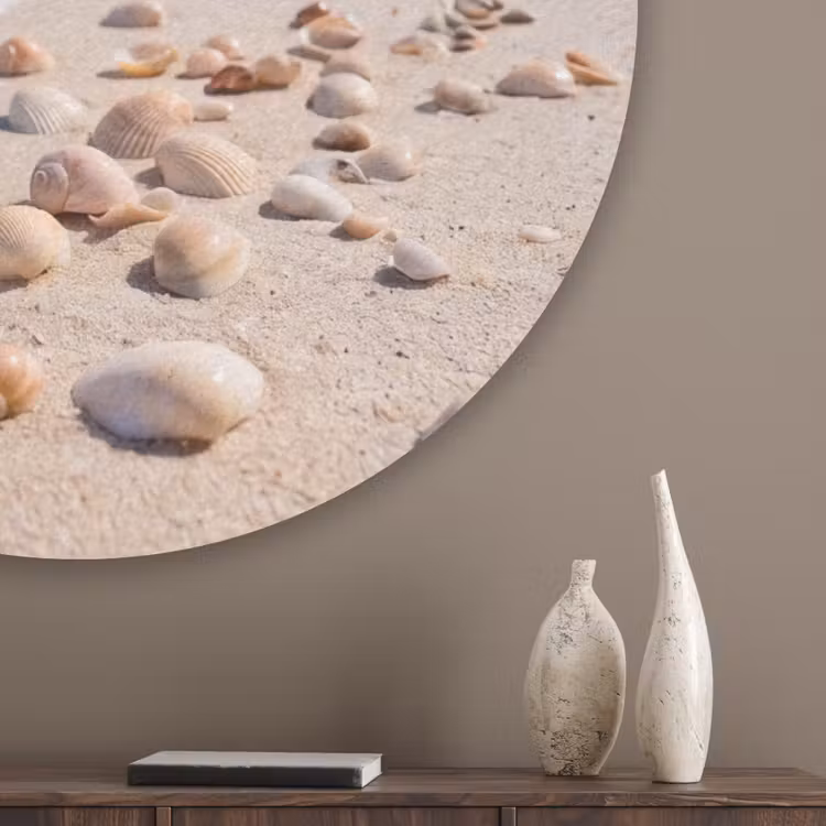 Schelpen - Strand - Natuur - Beige Akoestische PET Vilt - Rond klein -sfeer5_closeup