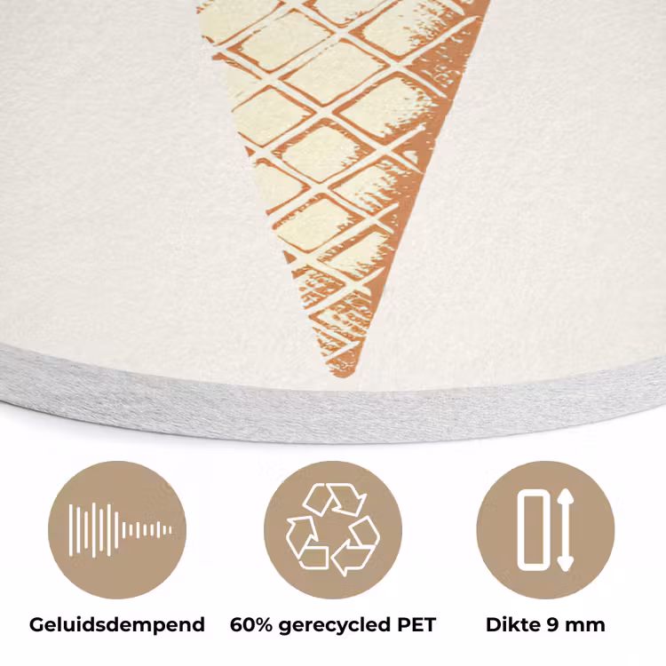 Schepijs - Hoorntje - Illustratie - Minimalistisch Akoestische PET Vilt - Rond klein -closeup_NL
