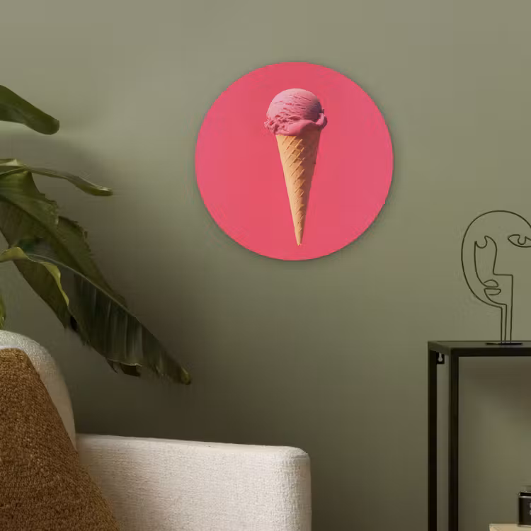 Schepijs - Roze - Hoorntje Akoestische PET Vilt - Rond klein -sfeer2