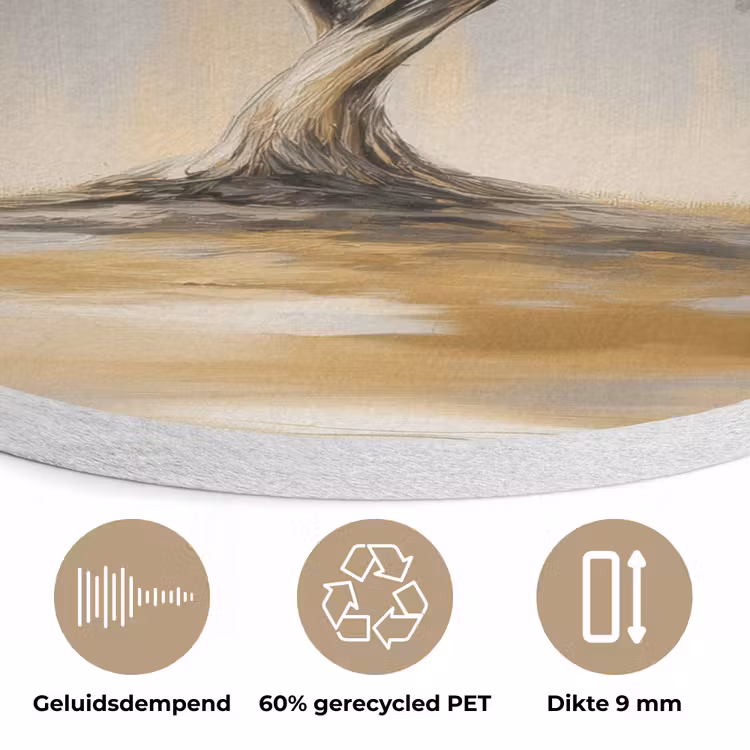 Schilderij - Boom - Abstract - Bladeren Akoestische PET Vilt - Rond klein -closeup_NL