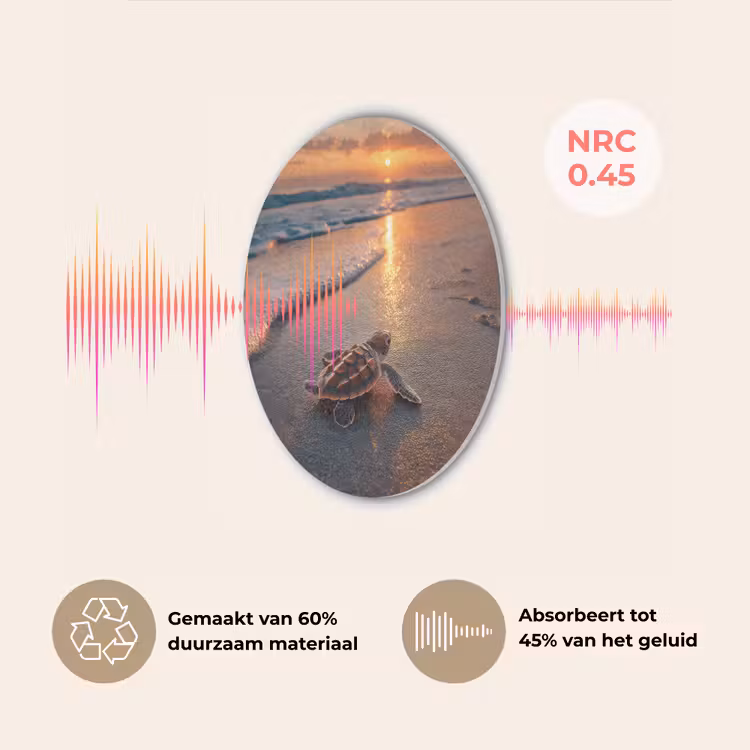 Schildpad - strand - Zonsondergang Akoestische PET Vilt - Rond klein -USP_NL