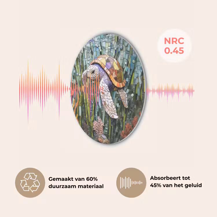 Schildpad - Zeewier - Mozaïek Akoestische PET Vilt - Rond klein -USP_NL