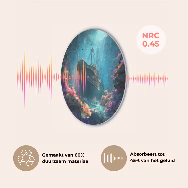 Schip - Hout - Koraalriffen - Zonlicht Akoestische PET Vilt - Rond klein -USP_NL