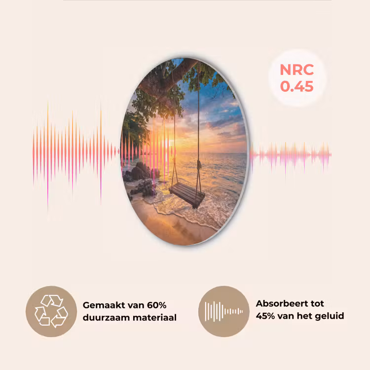 Schommel - Strand - Zonsondergang - Natuur - Oranje Akoestische PET Vilt - Rond klein -USP_NL