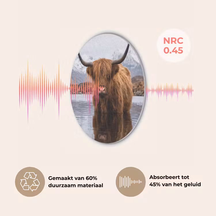 Schotse hooglander - Bruin - Water Akoestische PET Vilt - Rond klein -USP_NL