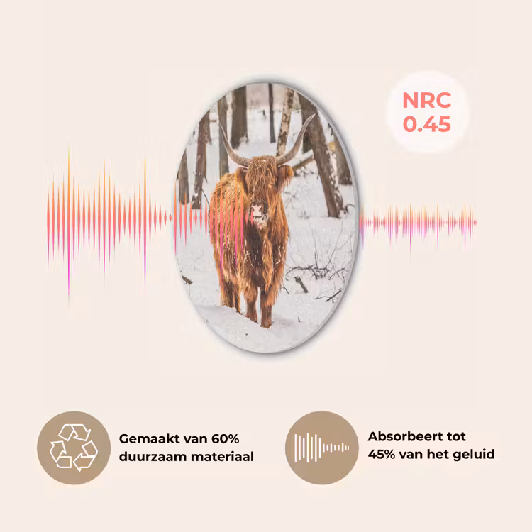 Schotse Hooglander - Sneeuw - Winter - Natuur - Dieren Akoestische PET Vilt - Rond klein -USP_NL