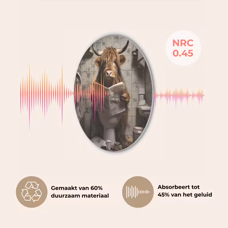 Schotse hooglander - Toilet - Krant - Badkamer Akoestische PET Vilt - Rond klein -USP_NL
