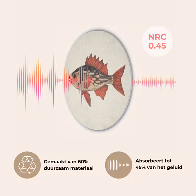 Schubben - Rood - Vis - Vinnen Akoestische PET Vilt - Rond klein -USP_NL