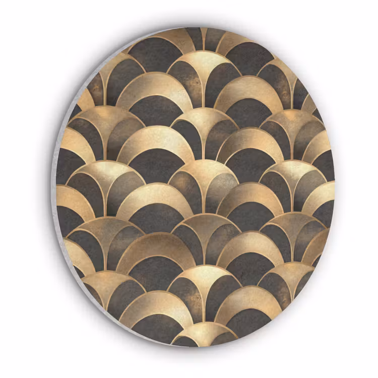 Schubben - Structuur - Goud Akoestische PET Vilt - Rond klein 838 -3d