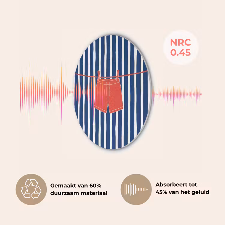 Shorts - Waslijn - Zomer - Illustratie - Rood Akoestische PET Vilt - Rond klein -USP_NL
