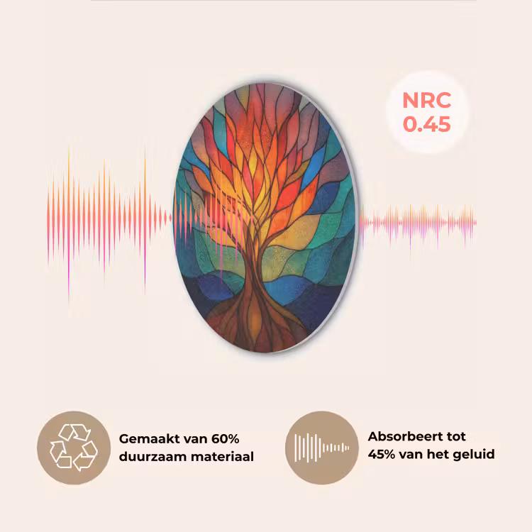 Sierglas - Boom - Rood - Vlakken Akoestische PET Vilt - Rond klein -USP_NL
