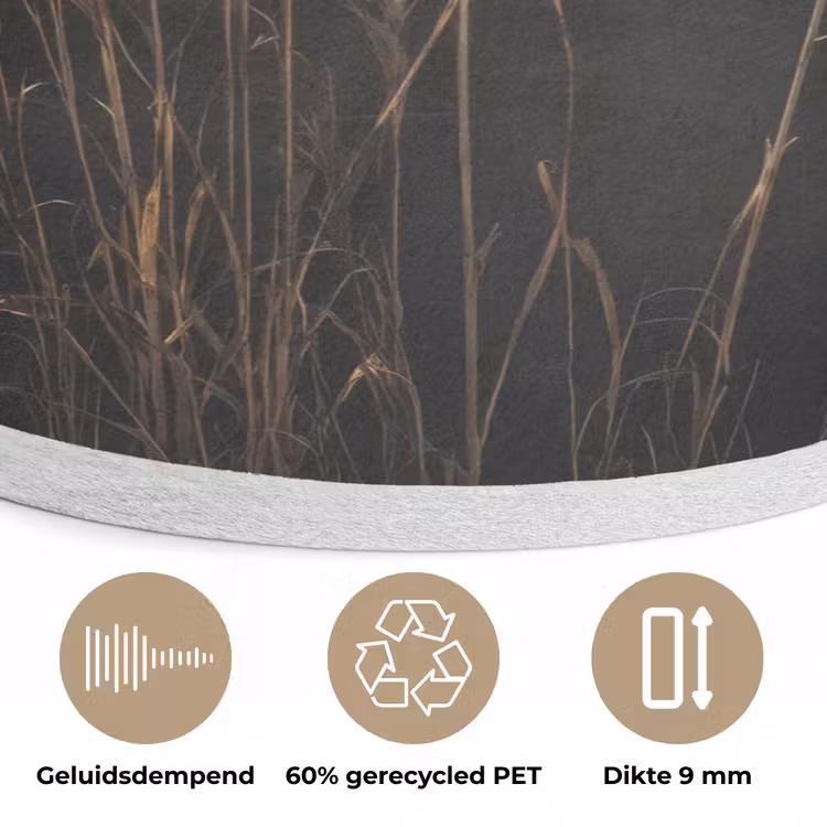 Siergras - Pluimen - Verlichting - Zwart Akoestische PET Vilt - Rond klein -closeup_NL