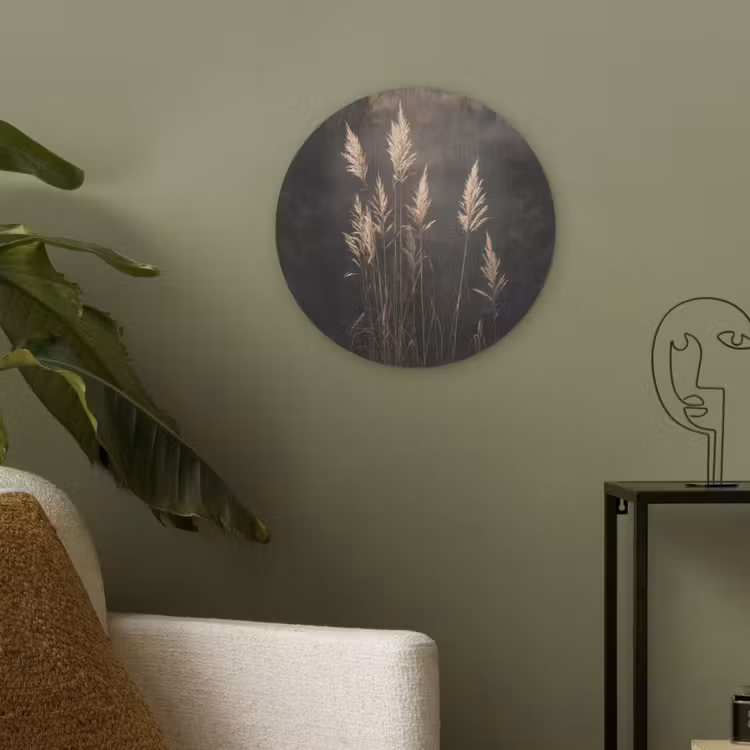 Siergras - Pluimen - Verlichting - Zwart Akoestische PET Vilt - Rond klein -sfeer2