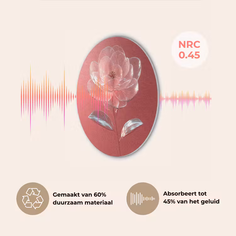 Sierlijk - Bloem - Roze - Glazen Akoestische PET Vilt - Rond klein -USP_NL