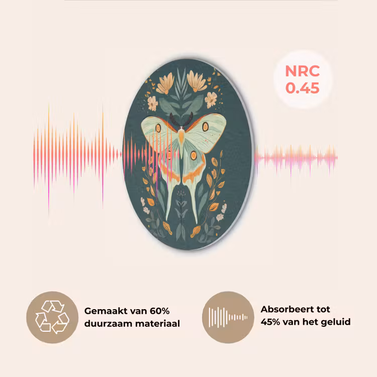 Sierlijk - Vlinder - Groen - Bladeren Akoestische PET Vilt - Rond klein -USP_NL
