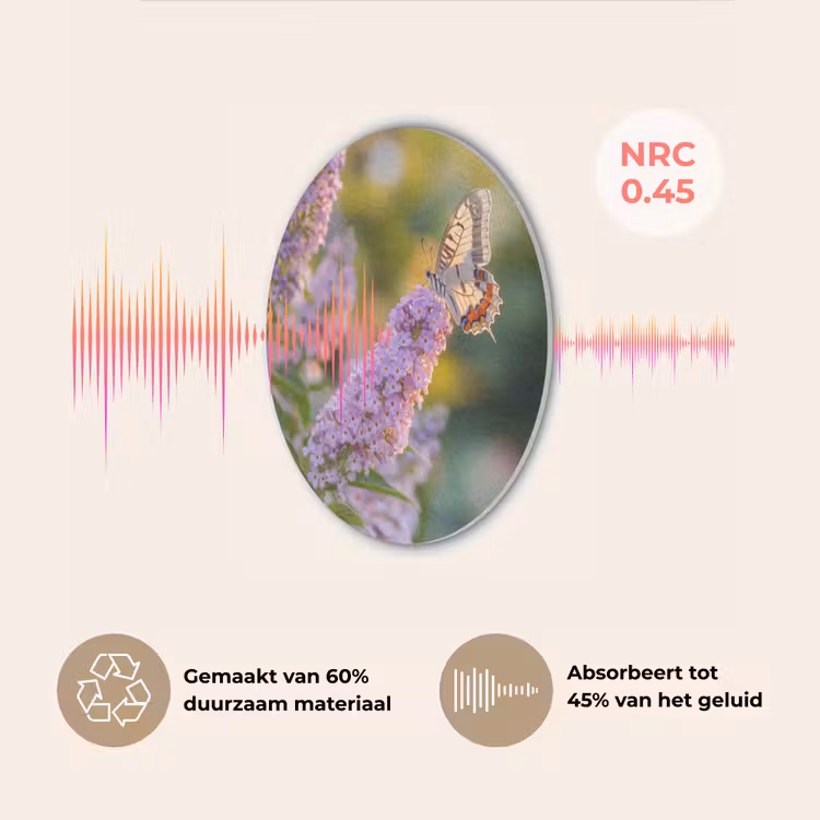 Sierlijke - Vlinder - Paarse - Bloemen Akoestische PET Vilt - Rond klein -USP_NL