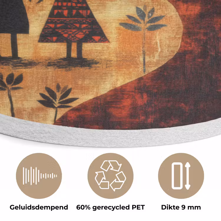 Silhouetten - Abstract - Zon - Maan Akoestische PET Vilt - Rond klein -closeup_NL
