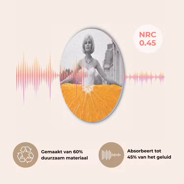 Sinaasappel - Eiffeltoren - Vrouw Akoestische PET Vilt - Rond klein -USP_NL