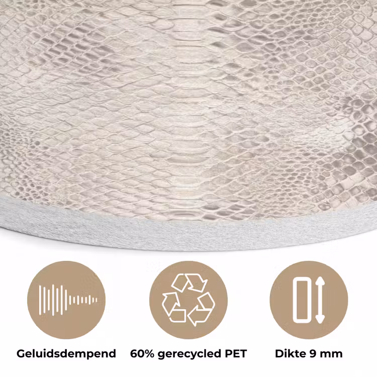 Slang - Patroon - Beige Akoestische PET Vilt - Rond klein 838 -closeup_NL
