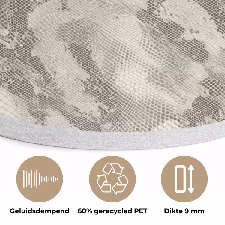 Slang - Patroon - Taupe Akoestische PET Vilt - Rond klein 838 -closeup_NL