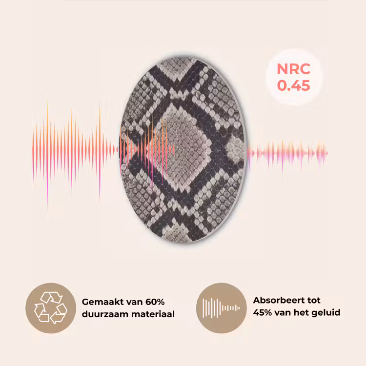 Slangenleer - Patroon - Beige Akoestische PET Vilt - Rond klein -USP_NL