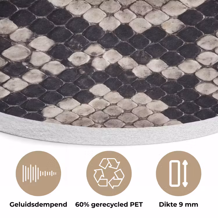Slangenleer - Patroon - Beige Akoestische PET Vilt - Rond klein -closeup_NL