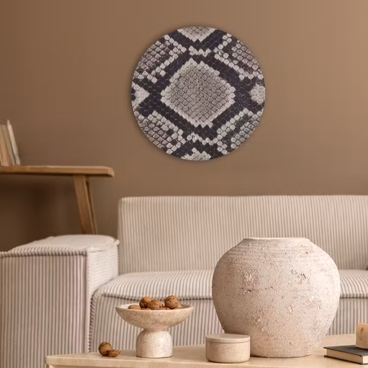 Slangenleer - Patroon - Beige Akoestische PET Vilt - Rond klein -sfeer1