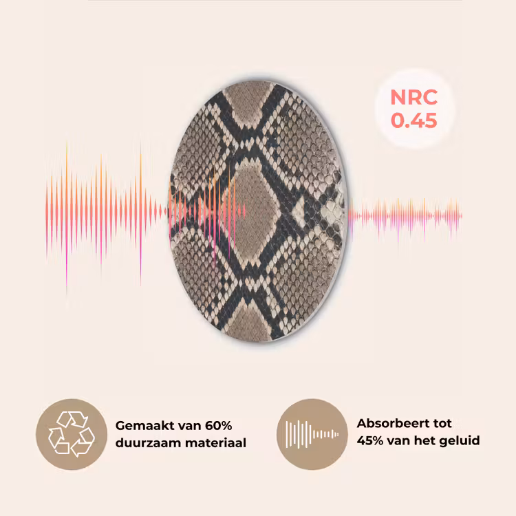 Slangenprint - Python - Bruin Akoestische PET Vilt - Rond klein -USP_NL