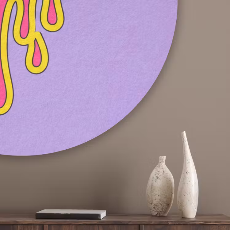 Smiley - Drip - Neon Akoestische PET Vilt - Rond klein -sfeer5_closeup