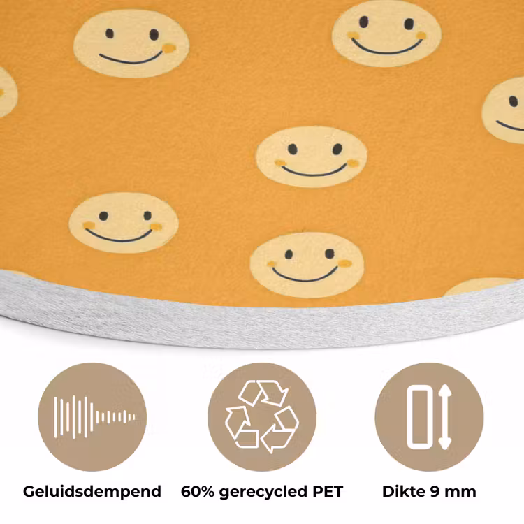 Smileys - Retro - Heel Akoestische PET Vilt - Rond klein 838 -closeup_NL