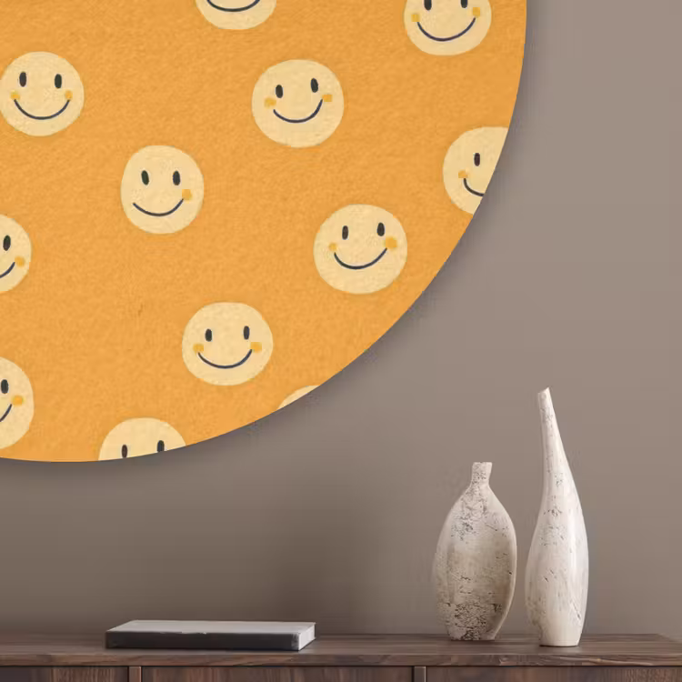 Smileys - Retro - Heel Akoestische PET Vilt - Rond klein 838 -sfeer5_closeup