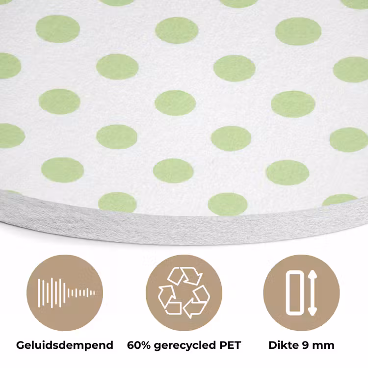 Snack Station - Groen - Stippen Akoestische PET Vilt - Rond klein -closeup_NL