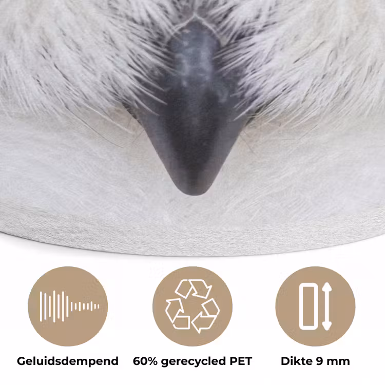 Sneeuwuil - Portret - Geel Akoestische PET Vilt - Rond klein -closeup_NL