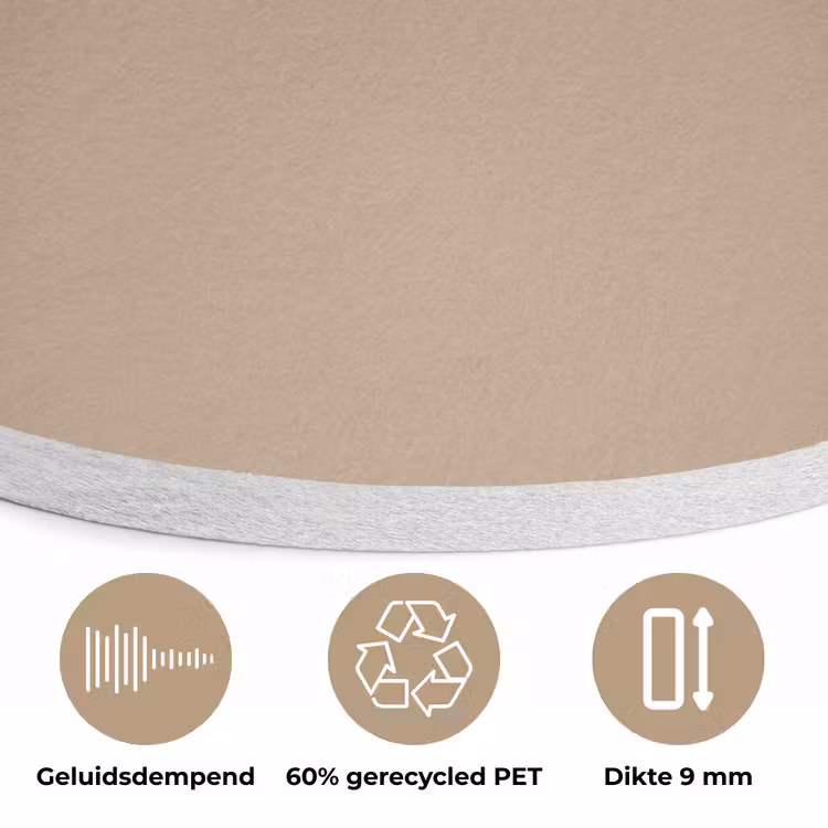 Soft - Taupe - Bruin Akoestische PET Vilt - Rond klein 838 -closeup_NL