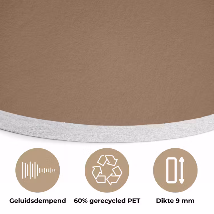 Soft - Walnut - Bruin Akoestische PET Vilt - Rond klein 838 -closeup_NL