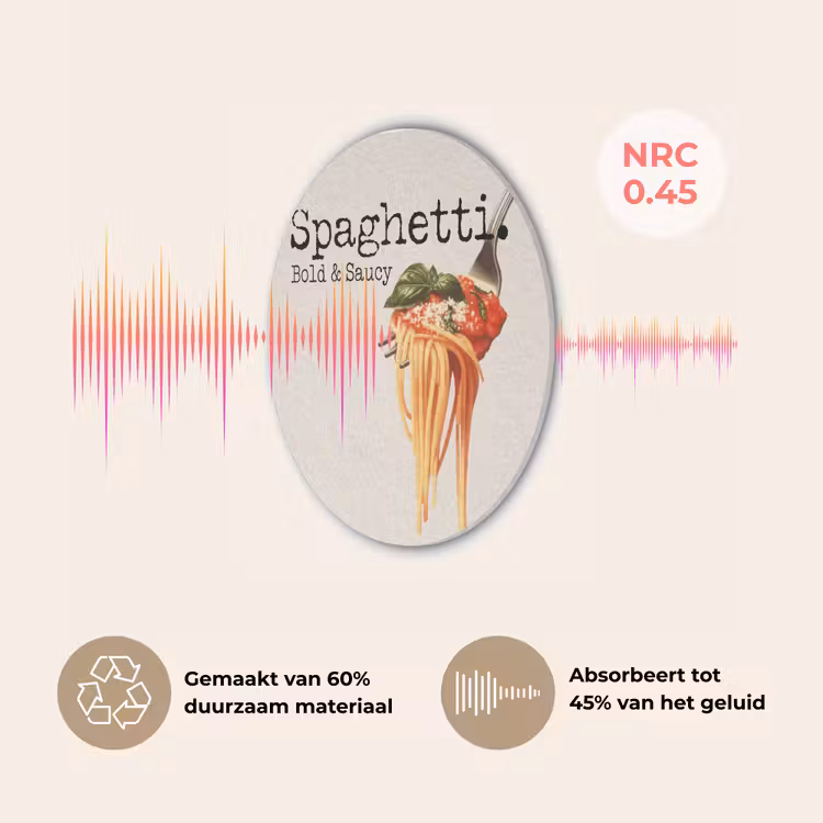Spaghetti - tomatensaus - Parmezaanse kaas Akoestische PET Vilt - Rond klein -USP_NL