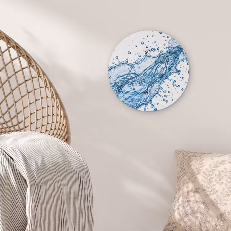 Spash - Water - Blauw Akoestische PET Vilt - Rond klein -sfeer4